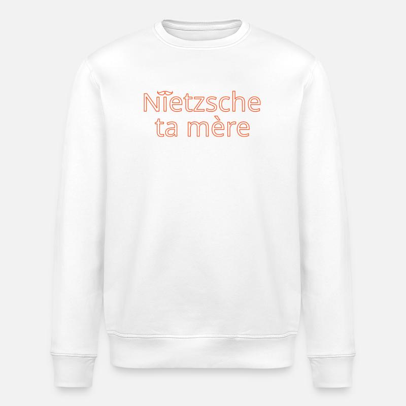 Nietzsche ta mère Orange Contour - Sweat bio ROLLER Stanley/Stella Unisexe - blanc
