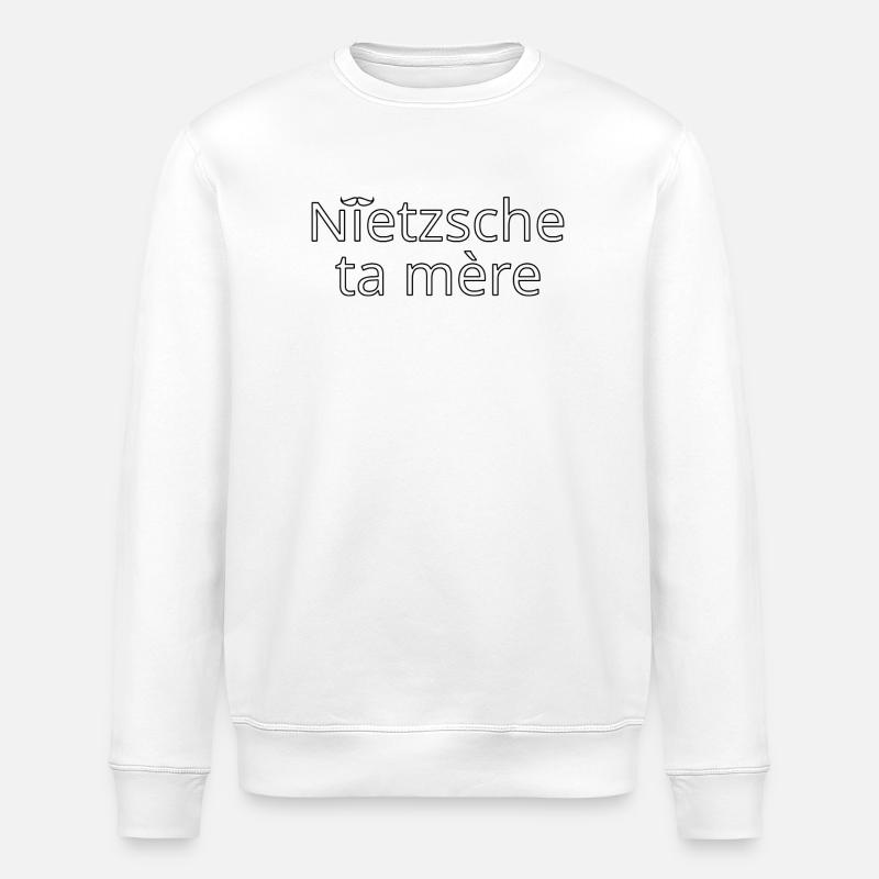 Nietzsche ta mère Noir Contour - Sweat bio ROLLER Stanley/Stella Unisexe - blanc