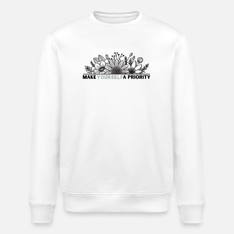 Yourself Flower Frame Design - Stanley/Stella ROLLER Unisex Organic Sweatshirt - white