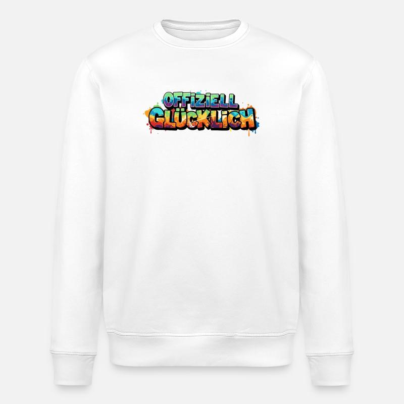 Offiziell Glücklich Version 2 - Stanley/Stella Unisex Bio-Sweatshirt ROLLER - Weiß