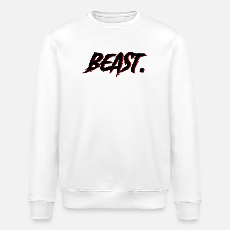 Beast Brushstroke Red on Black - Stanley/Stella ROLLER Unisex Organic Sweatshirt - white