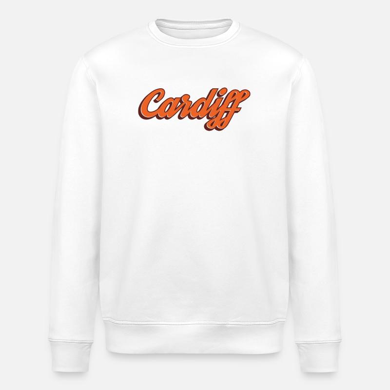 Cardiff Script Orange - Stanley/Stella Unisex Bio-Sweatshirt ROLLER - Weiß