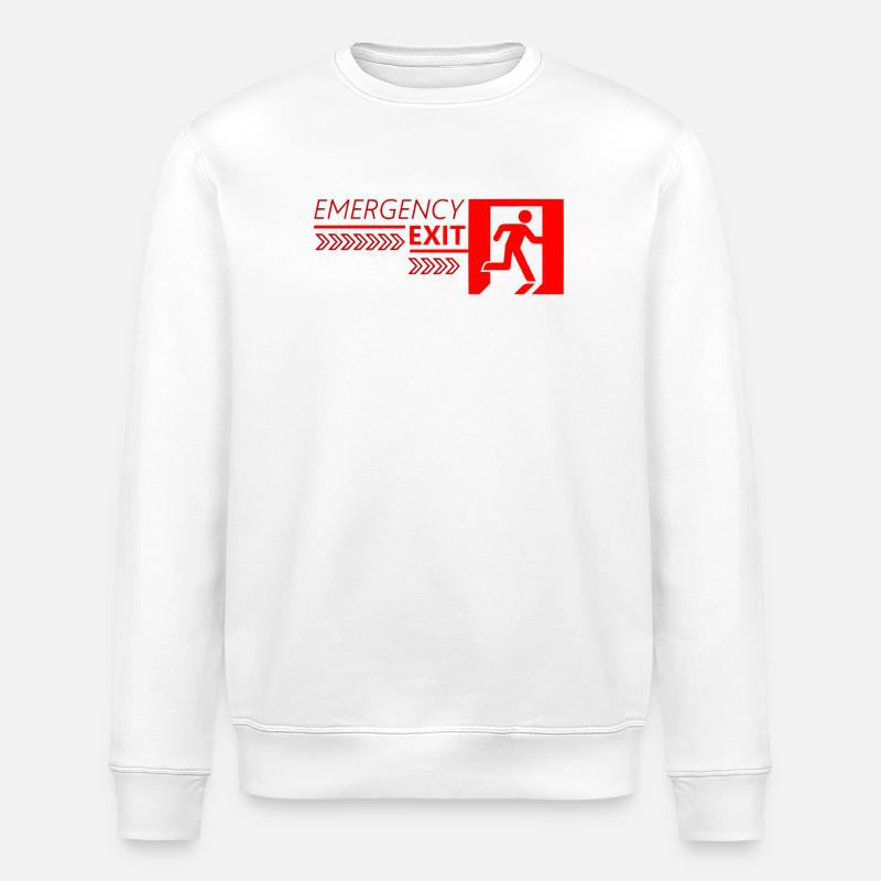 Emergency EXIT Red Flag - Stanley/Stella ROLLER Unisex Organic Sweatshirt - white