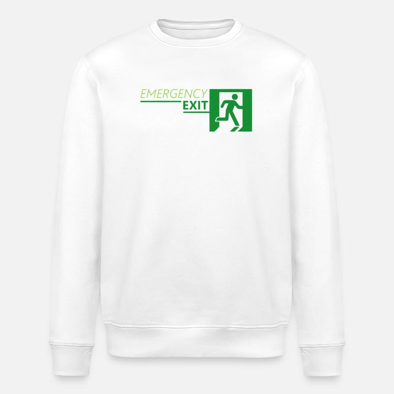 Emergency EXIT Classic Green - Stanley/Stella ROLLER Unisex Organic Sweatshirt - white