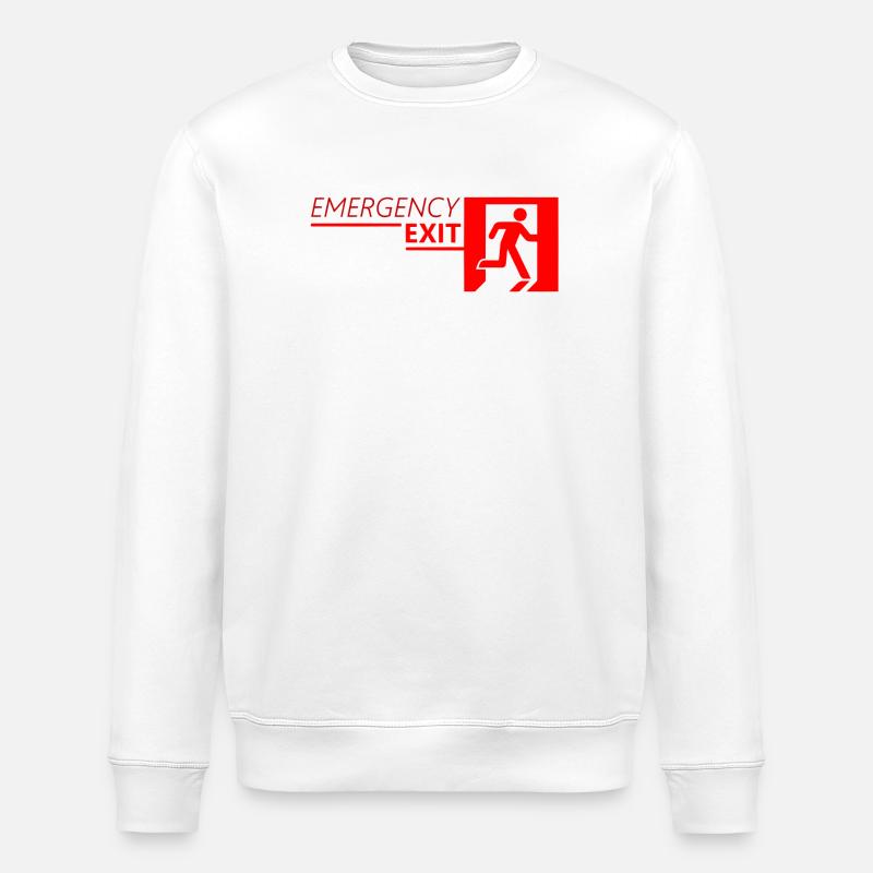 Emergency EXIT Classic Red - Stanley/Stella ROLLER Unisex Organic Sweatshirt - white