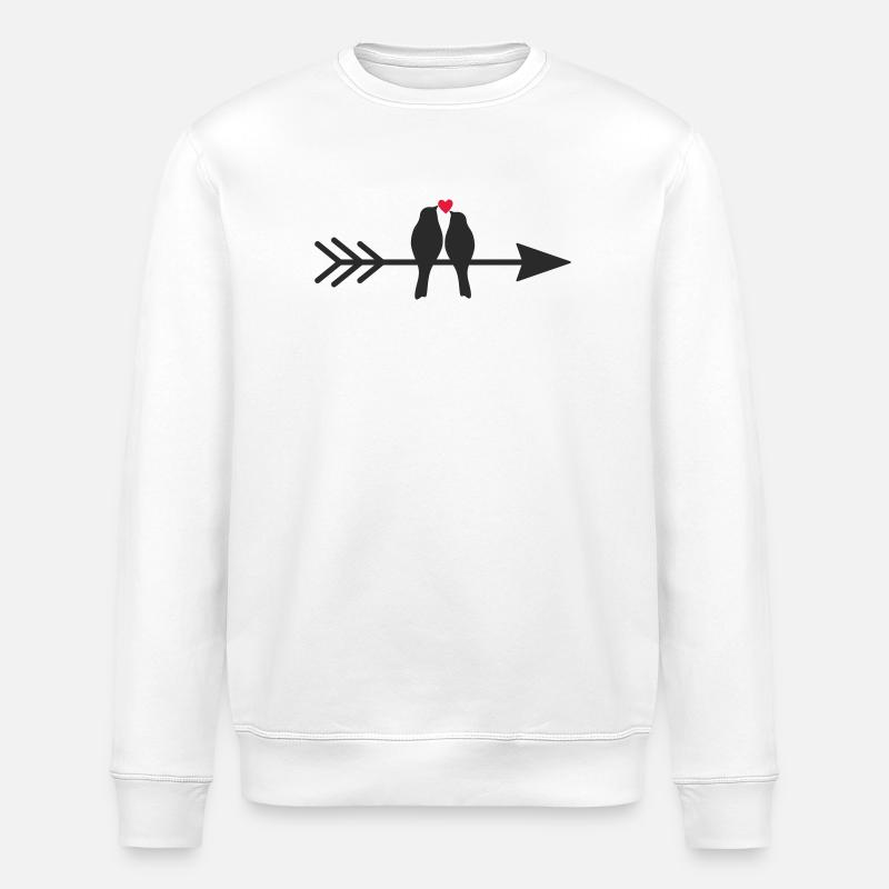 Vögel auf Pfeil mit Herz - Stanley/Stella Unisex Bio-Sweatshirt ROLLER - Weiß