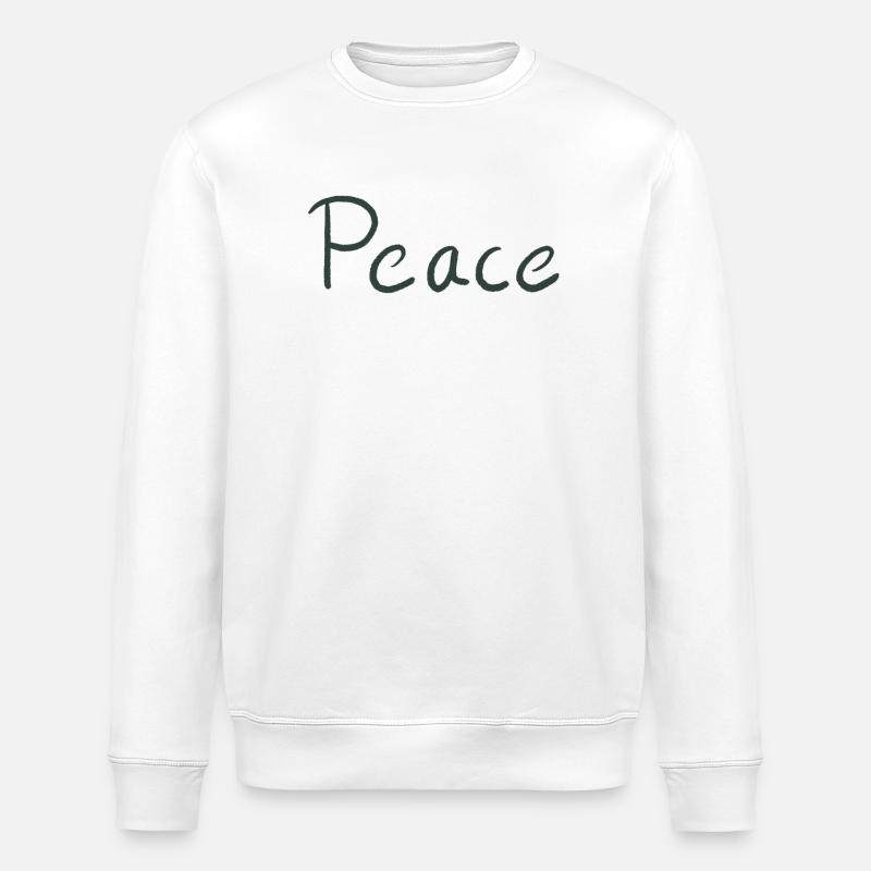 Peace Handlettering Grün - Stanley/Stella Unisex Bio-Sweatshirt ROLLER - Weiß