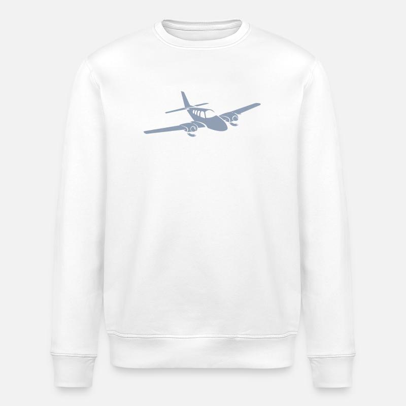 Minimalistisches Propellerflugzeug Silhouette - Stanley/Stella Unisex Bio-Sweatshirt ROLLER - Weiß