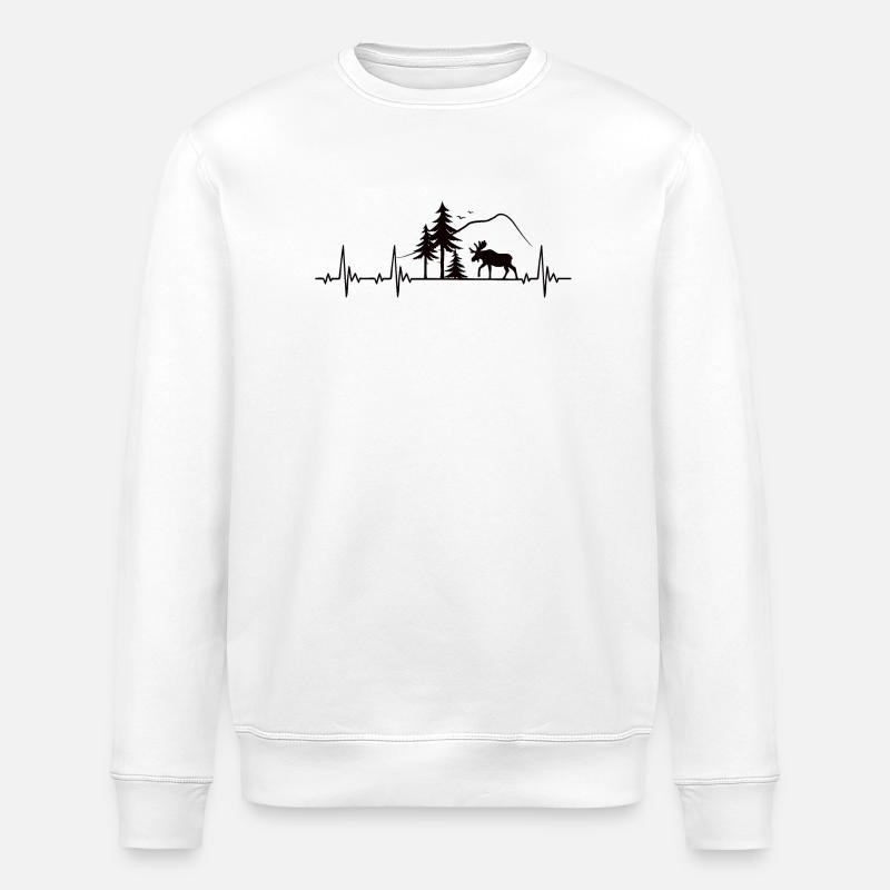 Elch Heartbeat Geschenk - Stanley/Stella Unisex Bio-Sweatshirt ROLLER - Weiß