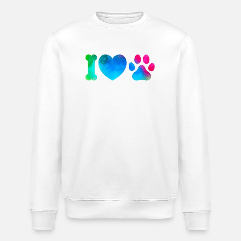 Bunte Pfotenliebe Wasserfarben - Stanley/Stella Unisex Bio-Sweatshirt ROLLER - Weiß