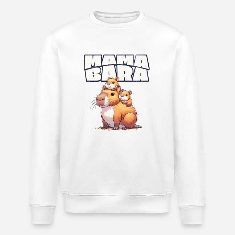 Mamabara Mutter Capybara - Stanley/Stella Unisex Bio-Sweatshirt ROLLER - Weiß