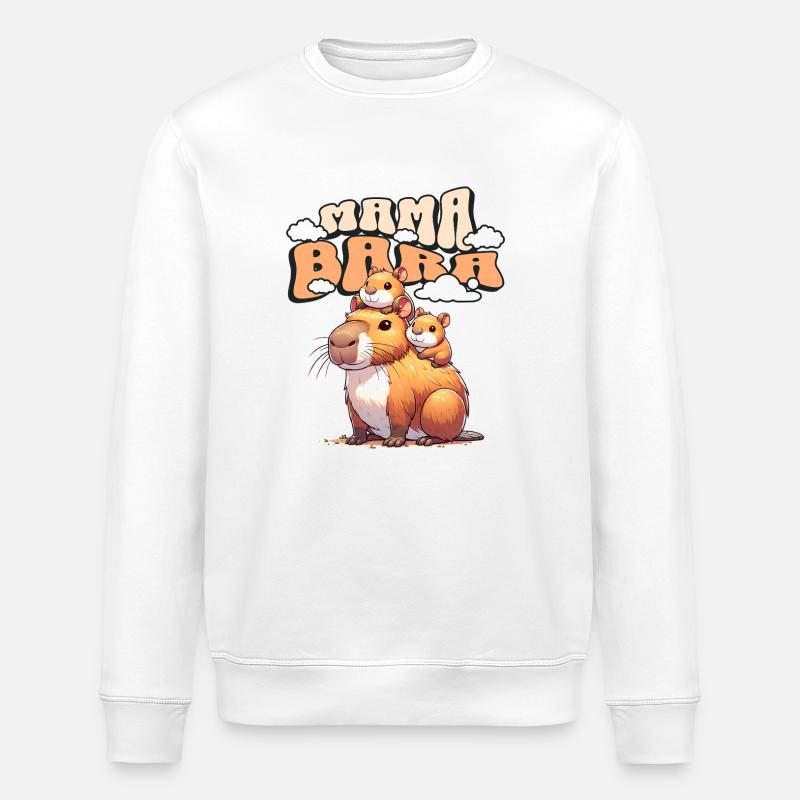 Mamabara Mutter Capybara - Stanley/Stella Unisex Bio-Sweatshirt ROLLER - Weiß