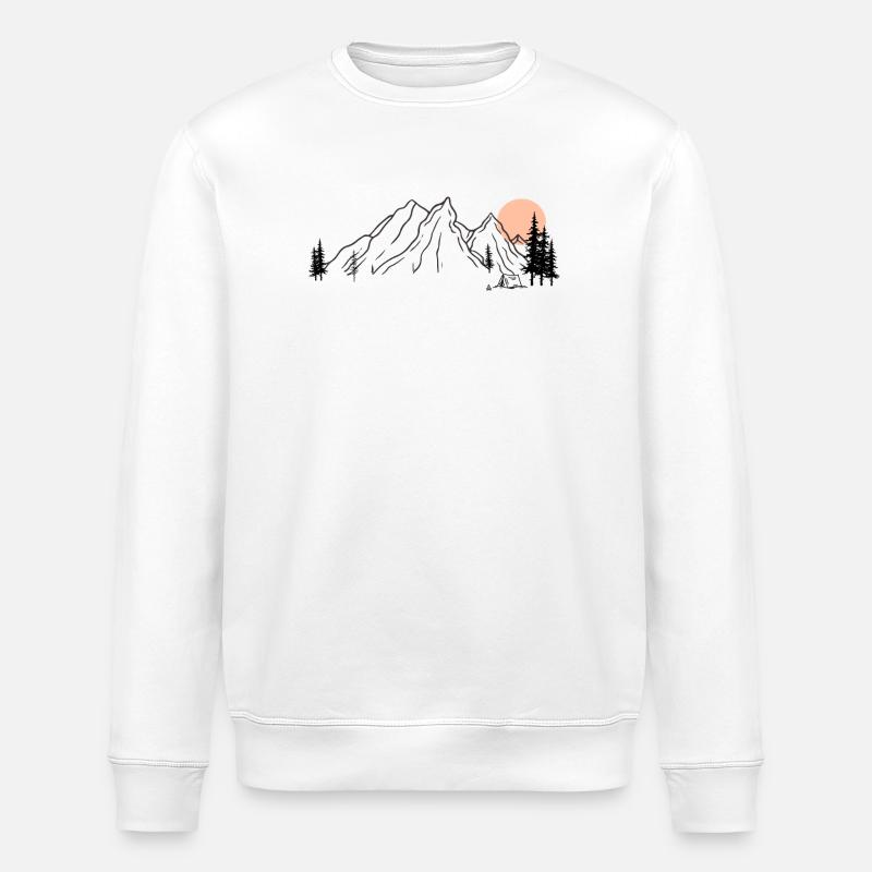 Sunrise Mountain Range Illustration - Stanley/Stella ROLLER Unisex Organic Sweatshirt - white