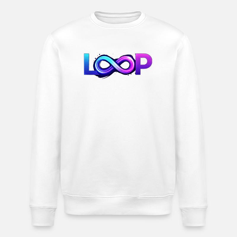 Neon Loop Unendlichkeit - Stanley/Stella Unisex Bio-Sweatshirt ROLLER - Weiß