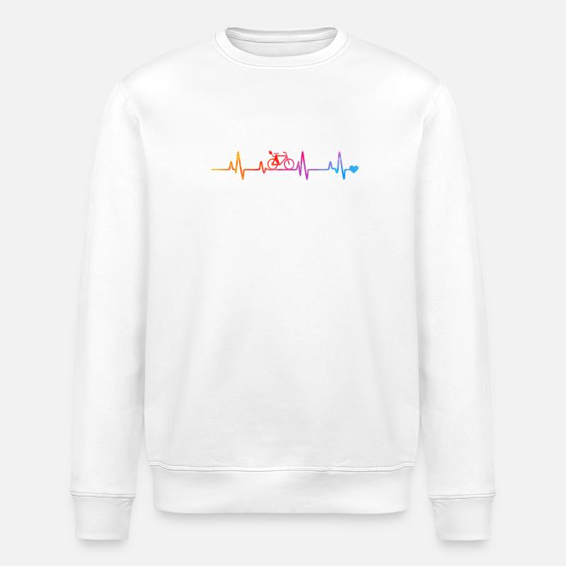 Rainbow Bicycle Pulse Lines - Stanley/Stella ROLLER Unisex Organic Sweatshirt - white