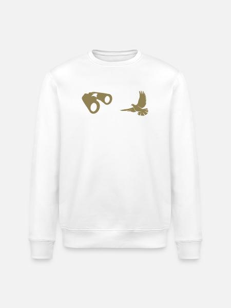Minimalist Bird Watching Silhouette - Stanley/Stella ROLLER Unisex Organic Sweatshirt - white