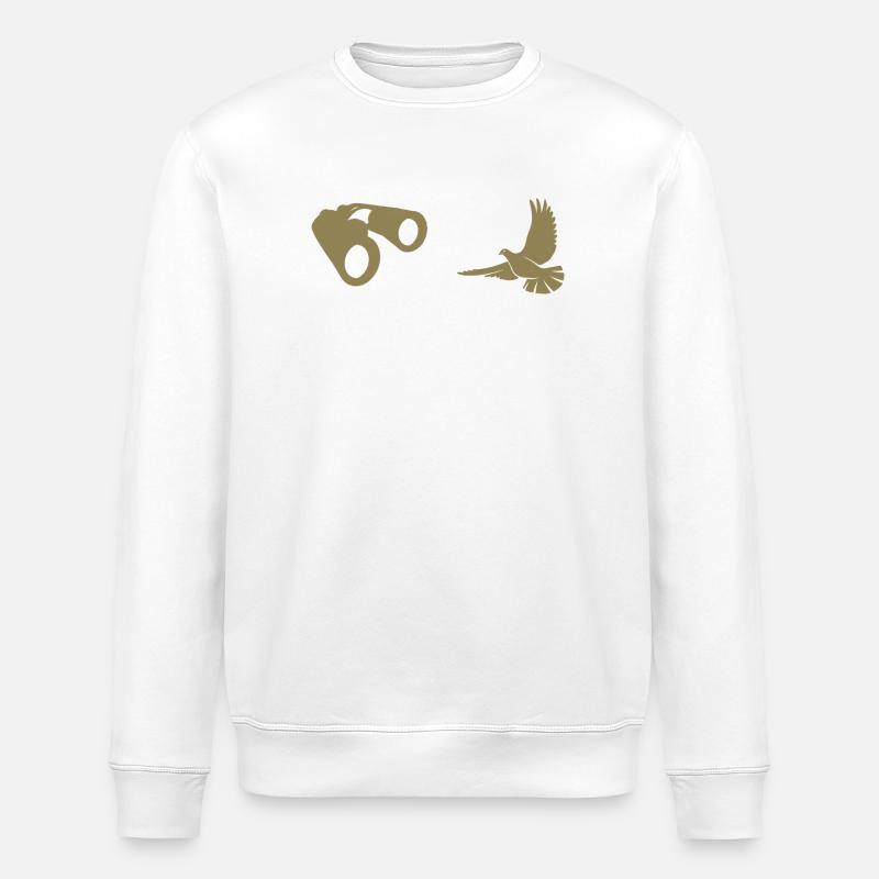 Minimalist Bird Watching Silhouette - Stanley/Stella ROLLER Unisex Organic Sweatshirt - white