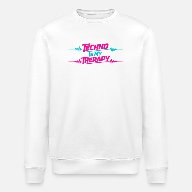 Techno Therapy Neon Wave - Stanley/Stella ROLLER Unisex Organic Sweatshirt - white
