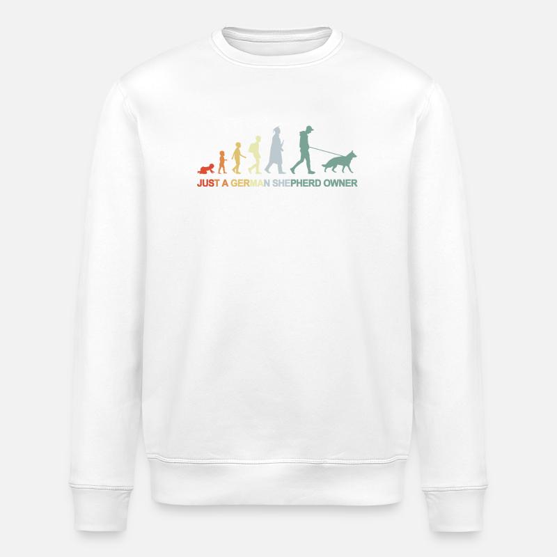 Evolution German Shepherd Owner - Stanley/Stella ROLLER Unisex Organic Sweatshirt - white