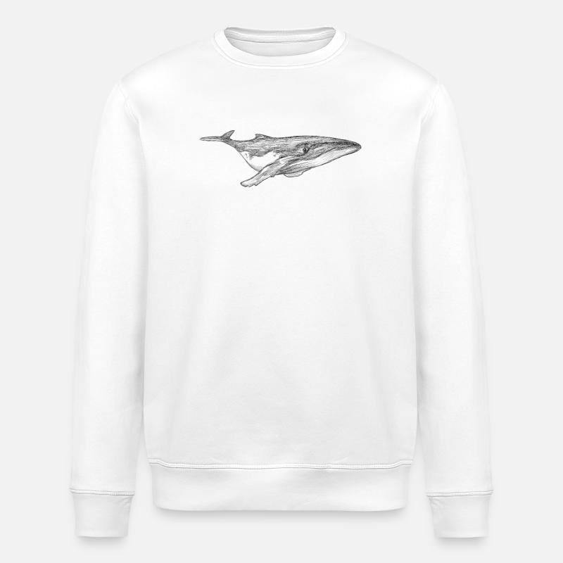 Whale design floating - Stanley/Stella ROLLER Unisex Organic Sweatshirt - white