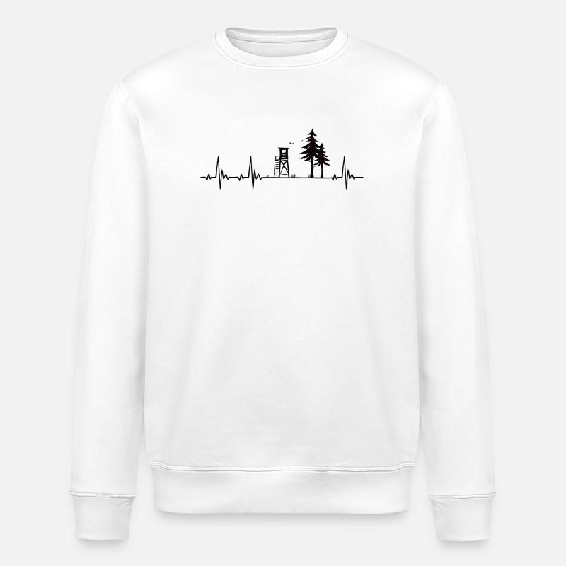Jäger Herzschlag mit Hochsitz im Wald - Stanley/Stella Unisex Bio-Sweatshirt ROLLER - Weiß