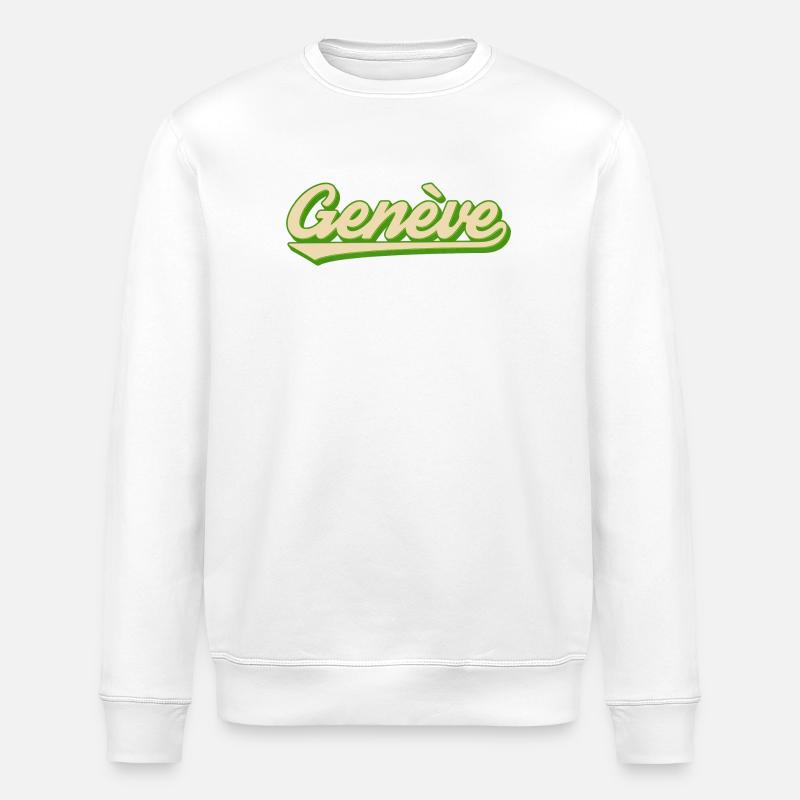 Genève Retro Script Lime - Stanley/Stella ROLLER Unisex Organic Sweatshirt - white
