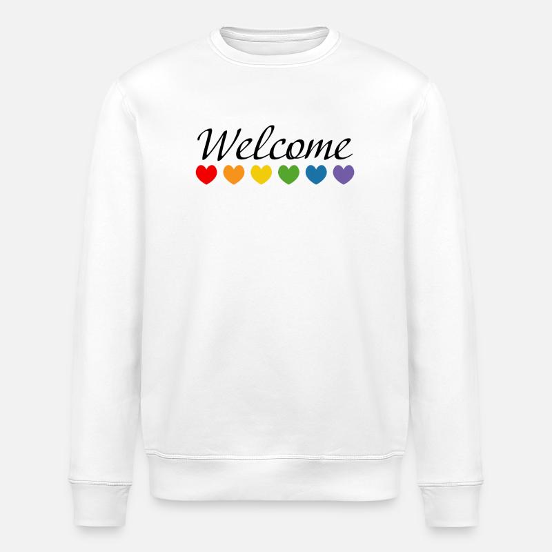 Rainbow Hearts Welcome noir - Sweat bio ROLLER Stanley/Stella Unisexe - blanc