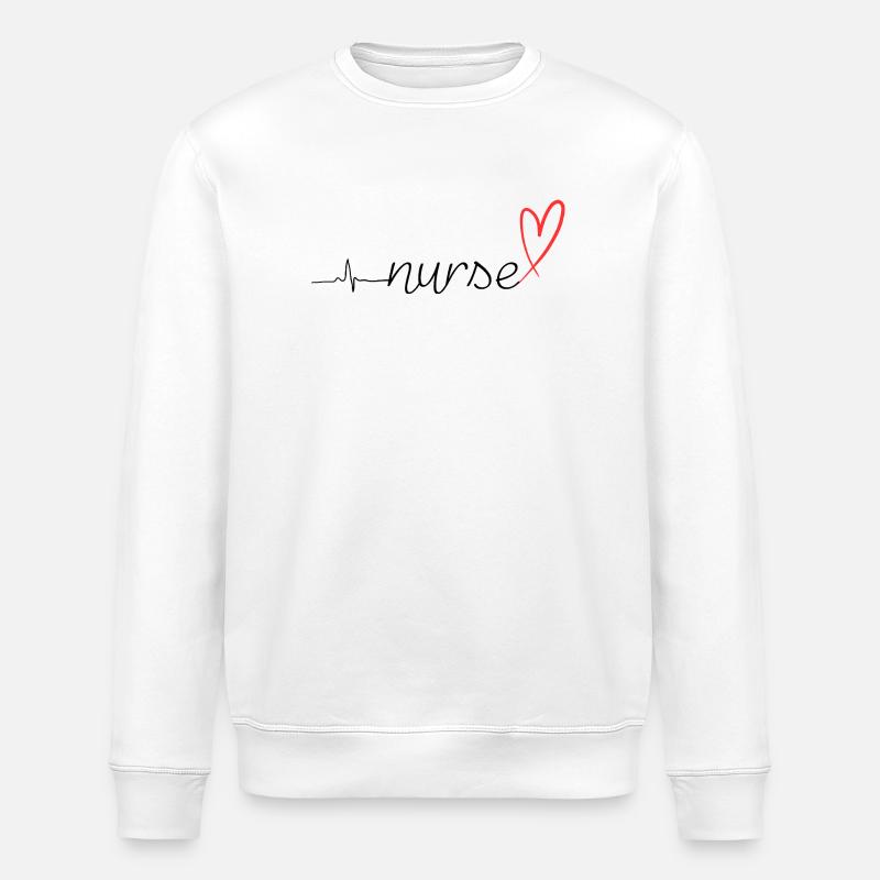 Nurse Heartbeat EKG Stethoscope Script Design - Stanley/Stella Unisex Bio-Sweatshirt ROLLER - Weiß