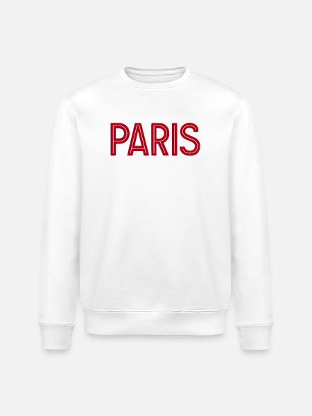 Paris Red Geometric Typography - Stanley/Stella ROLLER Unisex Organic Sweatshirt - white