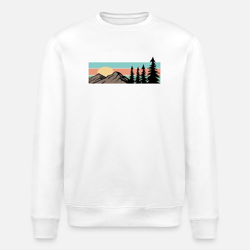 Camping Forest Mountain Rétro - Sweat bio ROLLER Stanley/Stella Unisexe - blanc