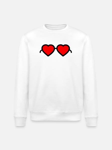 Heart Glasses - Stanley/Stella ROLLER Unisex Organic Sweatshirt - white