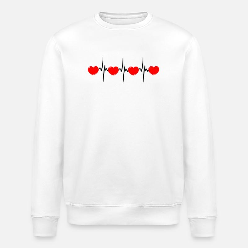 Herzfrequenz hartes rotes Cardio-EKG - Stanley/Stella Unisex Bio-Sweatshirt ROLLER - Weiß