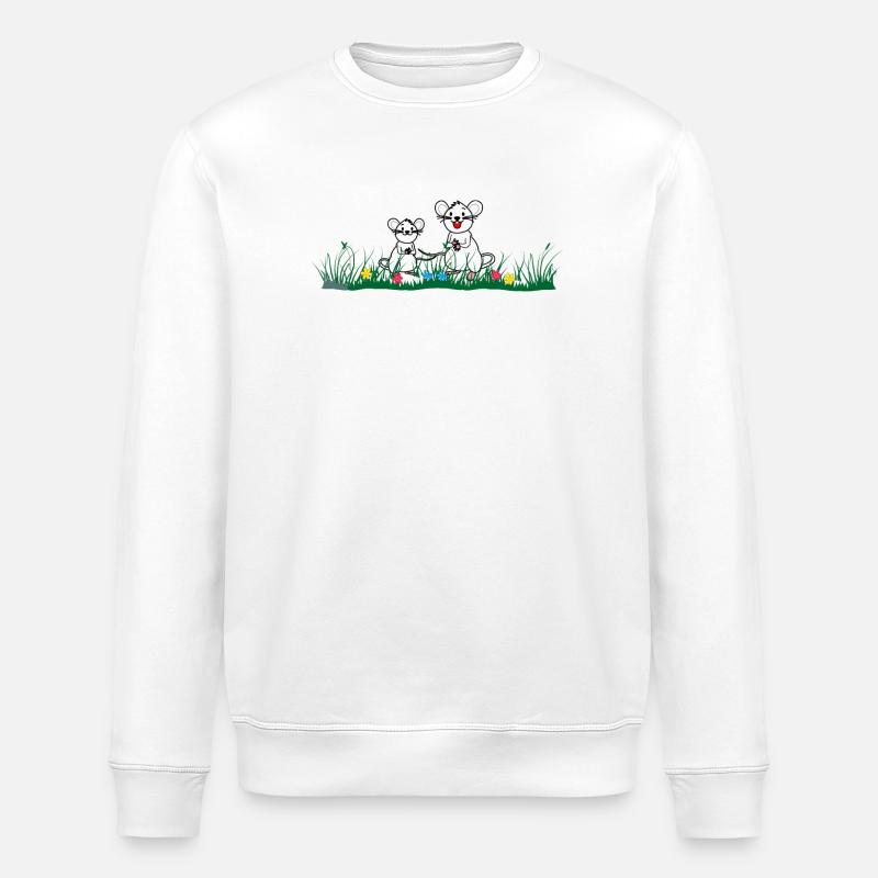 Petite souris dans l’herbe - Sweat bio ROLLER Stanley/Stella Unisexe - blanc