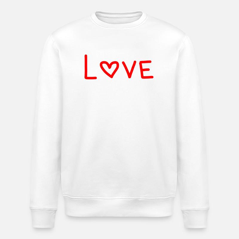 Rot gestreiftes Herz-Liebes-Design - Stanley/Stella Unisex Bio-Sweatshirt ROLLER - Weiß