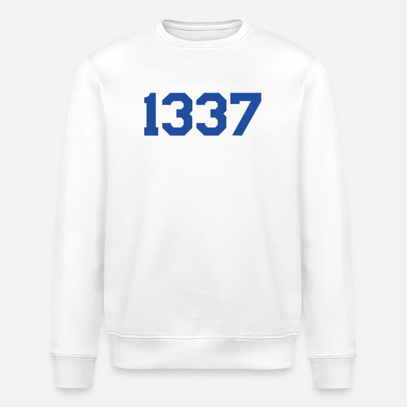 1337 – Blue Text Design - Stanley/Stella ROLLER Unisex Organic Sweatshirt - white