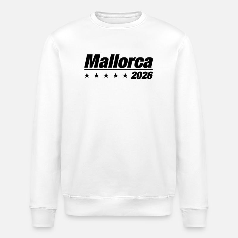 Mallorca 2026 Malle Urlaub - Stanley/Stella Unisex Bio-Sweatshirt ROLLER - Weiß
