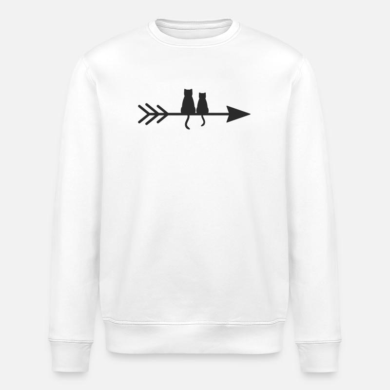 Silhouette de chats sur flèche - Sweat bio ROLLER Stanley/Stella Unisexe - blanc