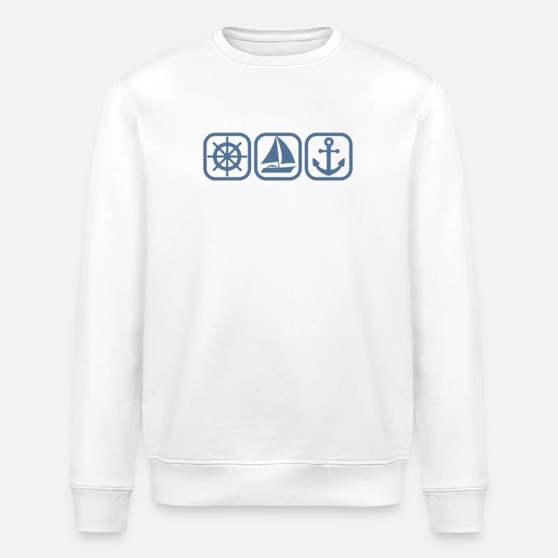 Navigateur Plaisancier Capitaine Voilier Ancre Voile - Sweat bio ROLLER Stanley/Stella Unisexe - blanc