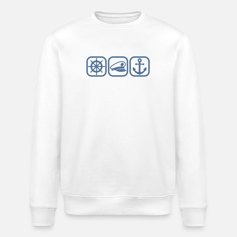 Plaisancier Capitaine Bateau Ancre Marin - Sweat bio ROLLER Stanley/Stella Unisexe - blanc
