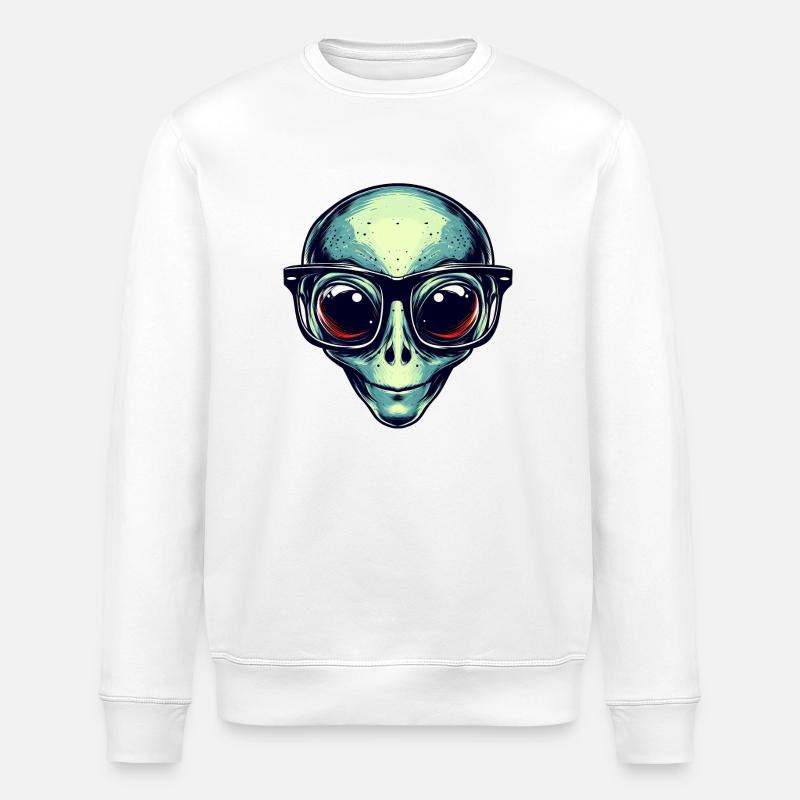 Nerdy alien avec des lunettes - Sweat bio ROLLER Stanley/Stella Unisexe - blanc