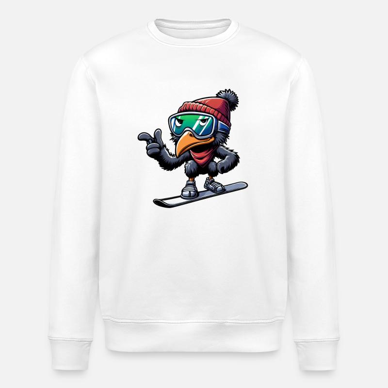 Emu Snowboarder Winterabenteuer - Stanley/Stella Unisex Bio-Sweatshirt ROLLER - Weiß