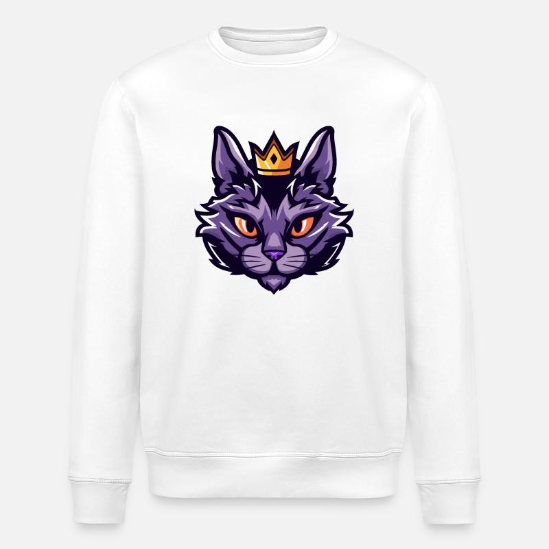 Katze Symbol Krone - Stanley/Stella Unisex Bio-Sweatshirt ROLLER - Weiß