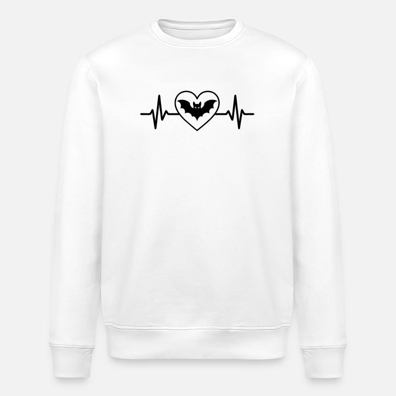 Fledermaus Halloween Herz - Stanley/Stella Unisex Bio-Sweatshirt ROLLER - Weiß
