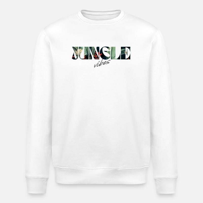 Jungle Vibes Lettrage tropical - Sweat bio ROLLER Stanley/Stella Unisexe - blanc