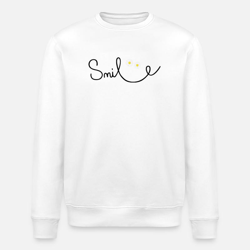 Flowery smile in cursive script - Stanley/Stella ROLLER Unisex Organic Sweatshirt - white