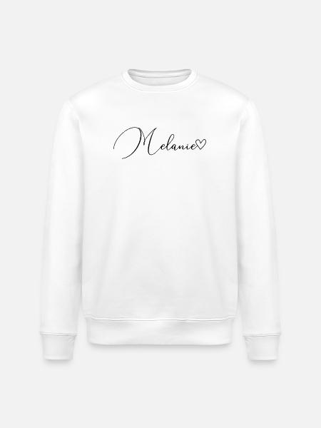 Melanie Surname First Name Girl - Stanley/Stella ROLLER Unisex Organic Sweatshirt - white