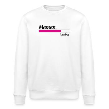 Mama lädt... Bitte warten - Werdende Mutter - Stanley/Stella Unisex Bio-Sweatshirt ROLLER - Weiß - Vorne - Nik (191cm)