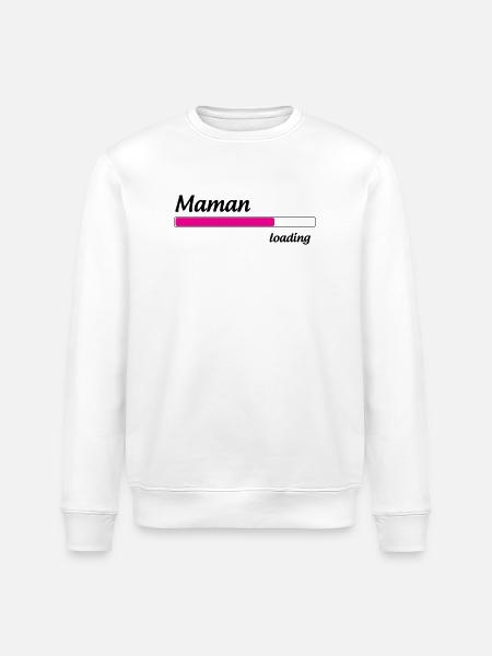 Mom loading... Please Wait - Mother-to-be - Stanley/Stella ROLLER Unisex Organic Sweatshirt - white