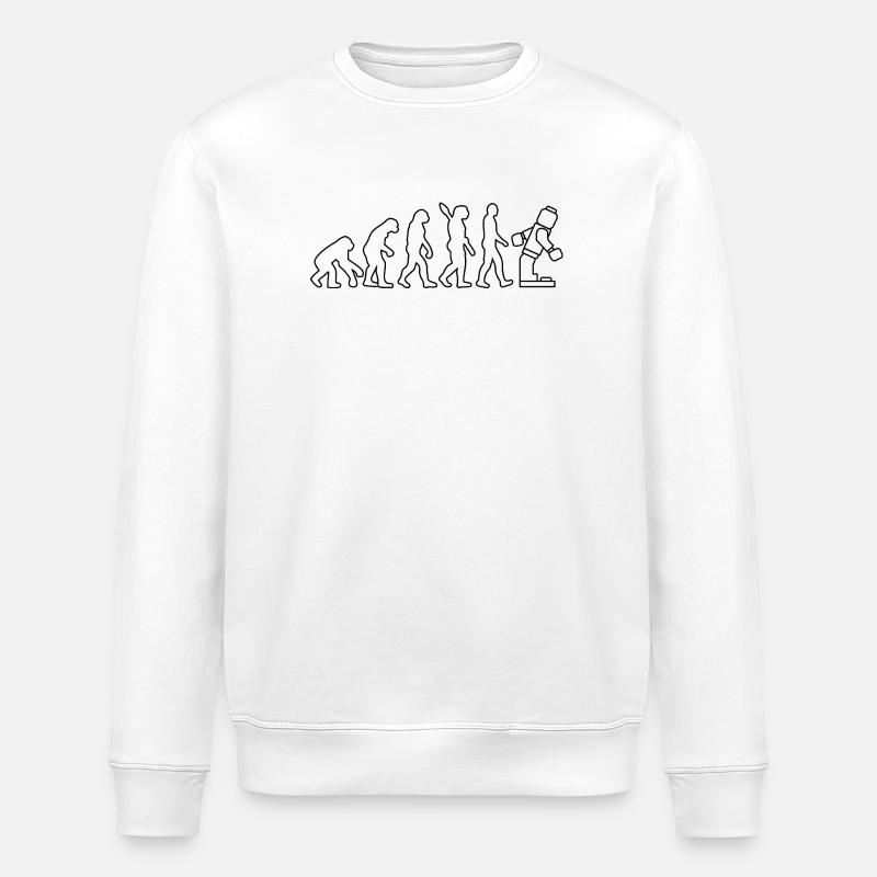 Klemmbaustein Evolution Menschheit Noppenbaustein - Stanley/Stella Unisex Bio-Sweatshirt ROLLER - Weiß