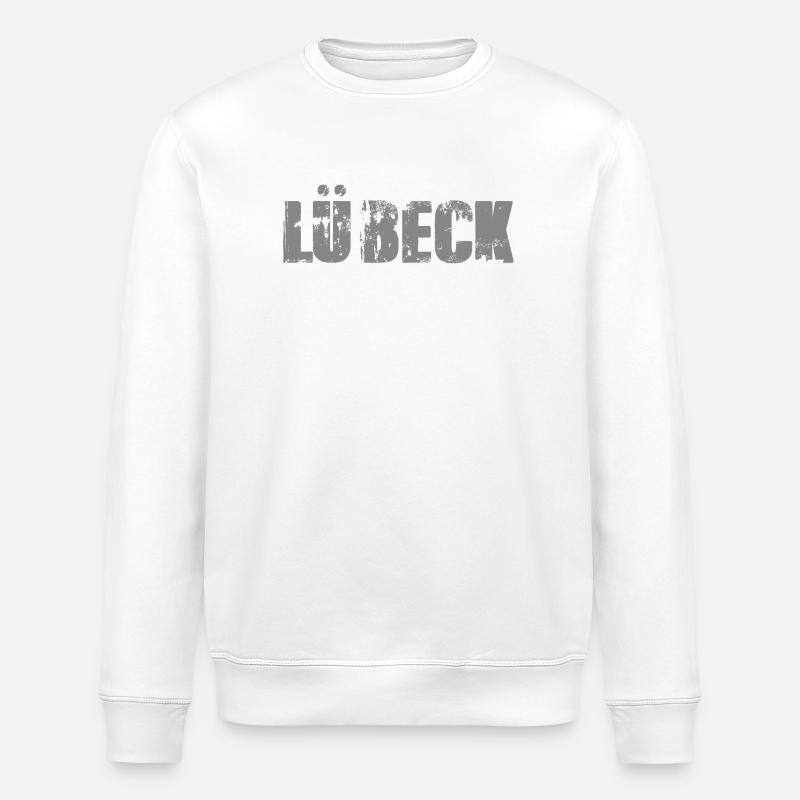 Lübeck Distressed Wortmarke - Stanley/Stella Unisex Bio-Sweatshirt ROLLER - Weiß